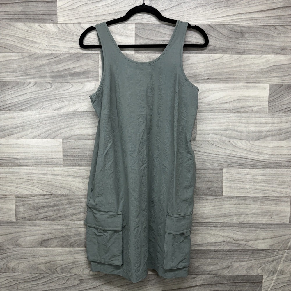 FLX Hiking Dress Women's Small Gray Sleeveless Round Neck Cargo Pockets Stretch